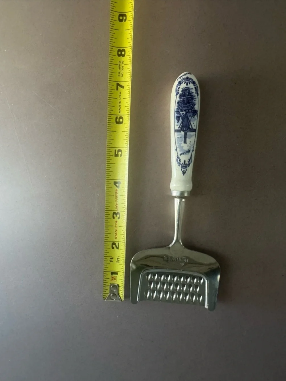 Vintage Henri Willig  Blue and White Ceramic-Handle Cheese Grater